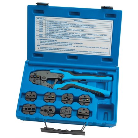 Quick Change Ratcheting Terminal Crimping Kit with 9 Die Sets -  SG TOOL AID, 18980